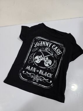Johnny CASH Size 12 Months Black Kids Tee with White Johnny Cash Graphic